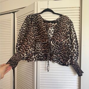 Ganni Leopard Print Top